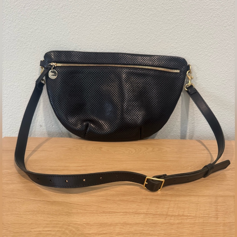 Clare V Black Perforated Leather Grande Fanny